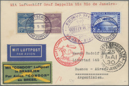 Zeppelin Mail - Germany: 1930, Südamerikafahrt, Bordpostkarte 19.5. Mit Doppelfr - Correo Aéreo & Zeppelin