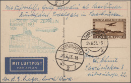 Zeppelin Mail - Germany: 1933, Saargebietsfahrt, Rundfahrtkarte 25.6. Frankiert - Correo Aéreo & Zeppelin