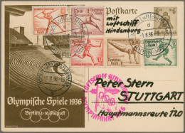 Zeppelin Mail - Germany: 1936, Olympiafahrt, Ganzsachenkarte 6 Pfg. Mit Zusatzfr - Airmail & Zeppelin