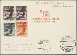 Zeppelin Mail - Europe: 1933, ÖSTERREICH, Romfahrt Auf Karte (Frankatur Teils Rü - Autres - Europe