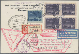 Zeppelin Mail - Europe: 1933, SCHWEDEN, Chicagofahrt Auf R-Karte Ab Stockholm Mi - Europe (Other)