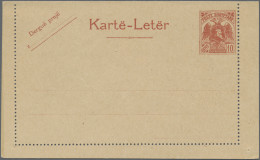 Albania - Postal Stationery: 1920, Skanderberg 10q. Red On Cream, Lettercard Unu - Albania