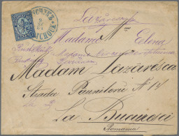 Bulgaria: 1882, 25 St Blue/light Blue Tied By Blue Bilingual "ROUSTCHOUK 9 XI 84 - Lettres & Documents