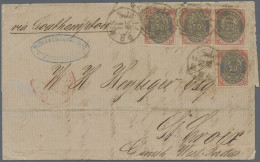 Denmark: 1877, INCOMING MAIL: Denmark 4 X 20 Öre Red And Grey, Tied By T.P.O. Du - Cartas & Documentos