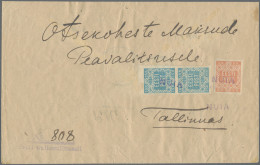 Estonia: 19195 K Organge And Vertical Pair 15 K Green Blue, Cancelled By Violet - Estonie