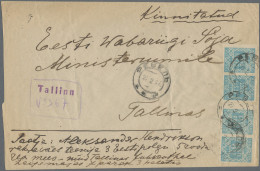 Estonia: 1919, 15 K Blue Green, Two Pairs, On Registered Cover With Provisory Re - Estonie