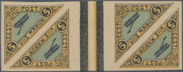 Estonia: 1920, Airmail 5m., Tête-bêche Gutter Pair, Mint Original Gum With Hinge - Estonia