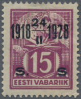 Estonia: 1928, 10th Anniversary Of Independence, 15s. On 15m. Violet On Thin Pap - Estonie
