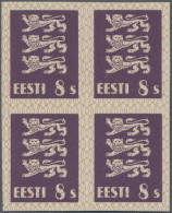 Estonia: 1928/1929, Definitives Coat Of Arms "Lion", 8s. Violet, Imperforate Pro - Estonia