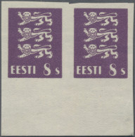 Estonia: 1928/1929, Definitives Coat Of Arms "Lion", 8s. Violet, Imperforate Bot - Estland