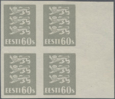 Estonia: 1928/1929, Definitives Coat Of Arms "Lion", 60s. Grey, Imperforate Righ - Estonie