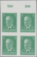 Estonia: 1936, Definitives President Päts, 5s. Bluish Green, Imperforate Top Mar - Estonie