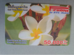 LAOS  / PREPAID PHONECARD/ REFILL CARD FOR GSM/ ETL MOBILE/ FLOWERS /    USED    **15309 ** - Laos