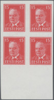 Estonia: 1936/1937, Definitives President Päts, 15s. Red, Imperforate Bottom Mar - Estonia