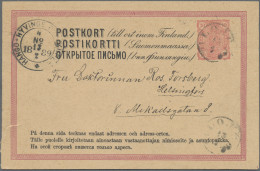 Finland - Postal Stationery: 1889, Double Card 10p.+10p. Carmine Used From "LOJO - Entiers Postaux