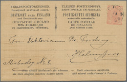 Finland - Postal Stationery: 1889, Double Card 10p.+10p. Carmine Used From "LOJO - Postal Stationery