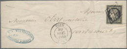 France: 1849 Two Folded Domestic Letters Franked By Ceres 20c. Black, With 1) Sm - Cartas & Documentos