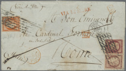 France: 1852 Ceres 1fr., Two Singles Of Different Colour Shades, Used Along With - Cartas & Documentos