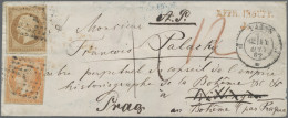 France: 1853, Napoleon III, 10 C. Bzw. 40 C., Letztere Minimal Berührt Auf Klein - Cartas & Documentos