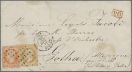 France: 1858/1871 Two Covers To Foreign Countries, With 1) 1858 Cover From Paris - Lettres & Documents