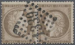 France: 1873 'Ceres' 10c. Brown On Rose, Small Numerals, TÊTE-BÊCHE Pair, Used A - Gebraucht