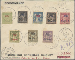 Vathy: 1893/1900 Set Of Eight Overprinted Stamps From 5c. To 20p. On 5f. Used On - Andere & Zonder Classificatie