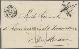 France - Post Marks: 1865, Dotted Star Post Mark, Cancelled By Ink Cross, Double - 1877-1920: Période Semi Moderne