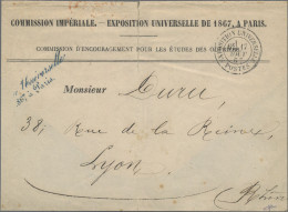 France - Post Marks: 1867, "EXPOSITION UNIVERSELLE POSTES 17 AOUT 67", Clear Str - 1877-1920: Semi Modern Period