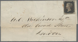 Great Britain: 1840 1d. Black, Lettered D-L, Tied By Red MC To Folded Cover From - Sonstige & Ohne Zuordnung