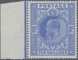 Great Britain: 1902, Edward VII, 10 Sh Ultramarine, Mint Never Hinged With Sheet - Unused Stamps