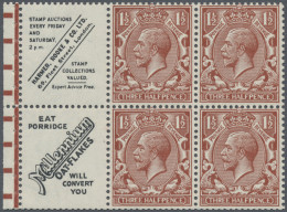 Great Britain - Se-tenants: 1924, Booklet Pane With 4 X 1 ½d Red-brown KGV Plus - Sonstige