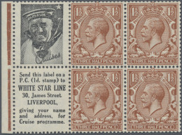 Great Britain - Se-tenants: 1924, Booklet Pane With 4 X 1 ½d Red-brown KGV Plus - Other