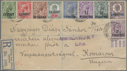 British Post In Turkey: 1914, Attractive Franking Of Nine Values On Registered C - Other