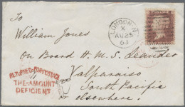 Great Britain - Post Marks: 1863, Großbritannien, 1 P. Red (F-E) With Duplex "LO - Marcophilie