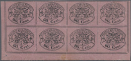 Italian States - Papal State: 1867, 80c. Black On Rose, Fresh Colour, Marginal B - Etats Pontificaux