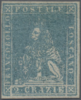 Italian States - Tuskany: 1857, 2 Cr Greenish Blue, Two Good Margins, Mint Hinge - Toskana