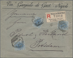 Italy: 1896, 3 X 25 C Blue, Multiple Franking On Registered Cover With Registrat - Marcophilie
