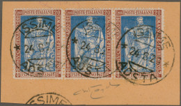 Italy: 1928, "Emanuelle Filiberti", 20 C Brown And Ultramarin, Horizontal Strip - Autres & Non Classés