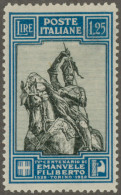 Italy: 1928, "Emanuelle Filiberti", 1.25 L Blue And Black, With The RARE 13¾ Lin - Ungebraucht