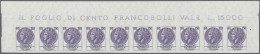 Italy: 1976, 150 L "Italia Turita", Unperforated, Strip Of Ten From The Upper Ma - 1981-90: Neufs