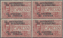 Italy: 1919, Express Stamp 25c. On 25c. Rose Showing Variety "Double Overprint", - Trente & Trieste