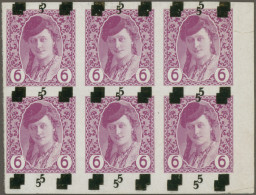 Yugoslavia: 1918, 5 On 6h. Lilac, Marginal Block Of Six From The Lower Right Cor - Nuevos