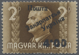 Carpathian Ukraine: 1945, 4.00 On 2p., Type IIIa, MNH, Also Showing Defective "0 - Ukraine