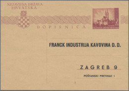 Croatia: 1941/1944, Postal Card 2k. Carmine, Two Unused Cards With Private Impri - Croatie