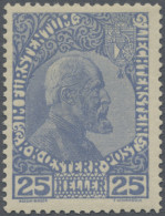 Liechtenstein: 1916, 25 H. Fürst Johann II, Ultramarin, Normales Papier, Postfri - Unused Stamps