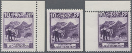 Liechtenstein: 1930, Freimarke Kosel 10 Rp. Bettlerjoch Alpe, 3 Verschiedene Pos - Nuevos