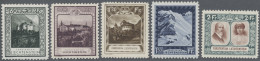 Liechtenstein: 1930, Freimarken Kosel 60 Rp. - 2 Fr., 5 Verschiedene Postfrische - Neufs