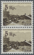 Liechtenstein: 1947, 5 Rp. A. 3 Rp. Freimarke Im Postfrischen Senkr. Paar, Dabei - Unused Stamps