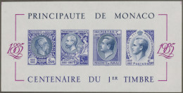 Monaco: 1985, Stamp Centenary Souvenir Sheet, Imperforate Special Edition In VIO - Neufs