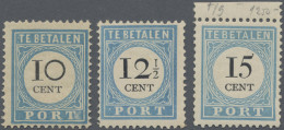 Netherlands - Postage Dues: 1881/1887, Postage Dues, 10 C, 12½ C And 15 C, Mnh. - Postage Due